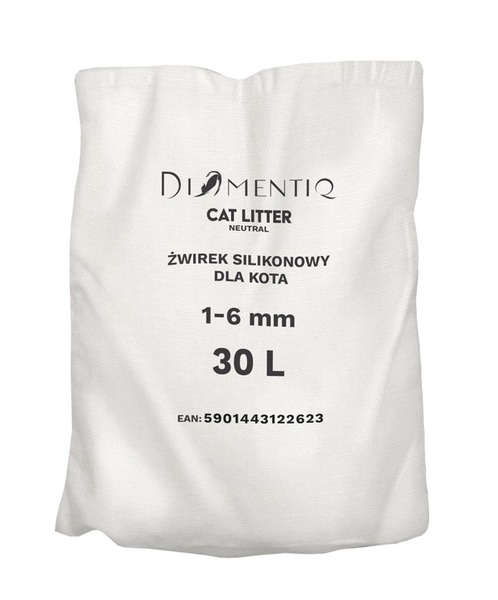DIAMENTIQ Neutral silikageeli -paakkuuntumaton kissanhiekka, monikissatalouksiin, 30 l