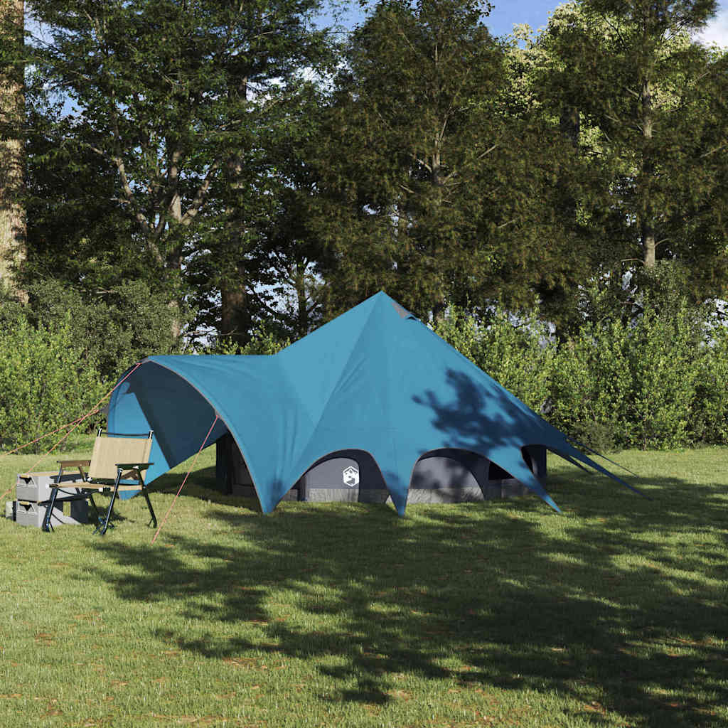 vidaXL Teepee-teltta 3-hengen 3 hengelle Sininen ja harmaa