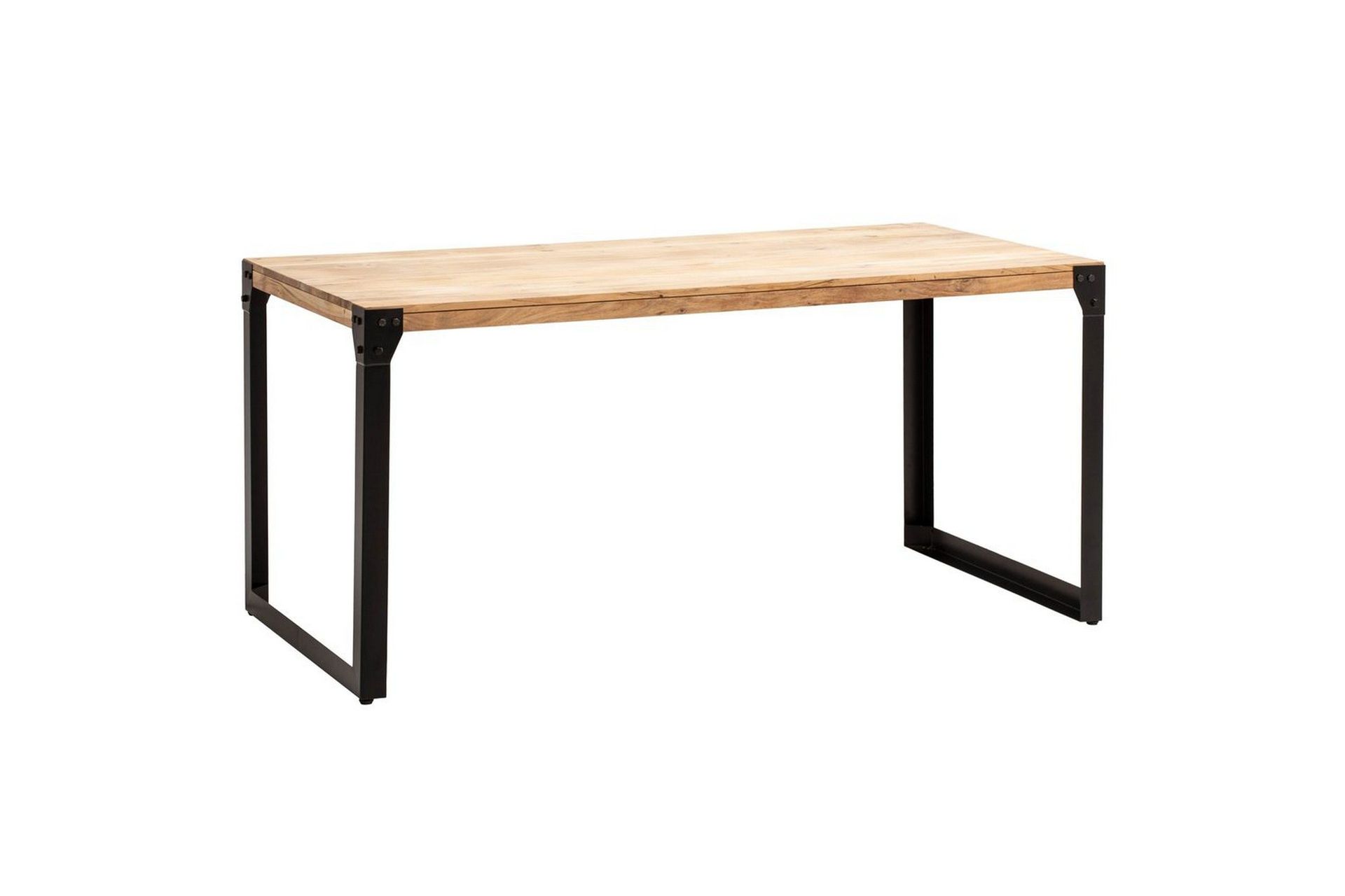 Ruokapöytä Wohnling massiivipuuta suorat metallijalat, 180x90 cm