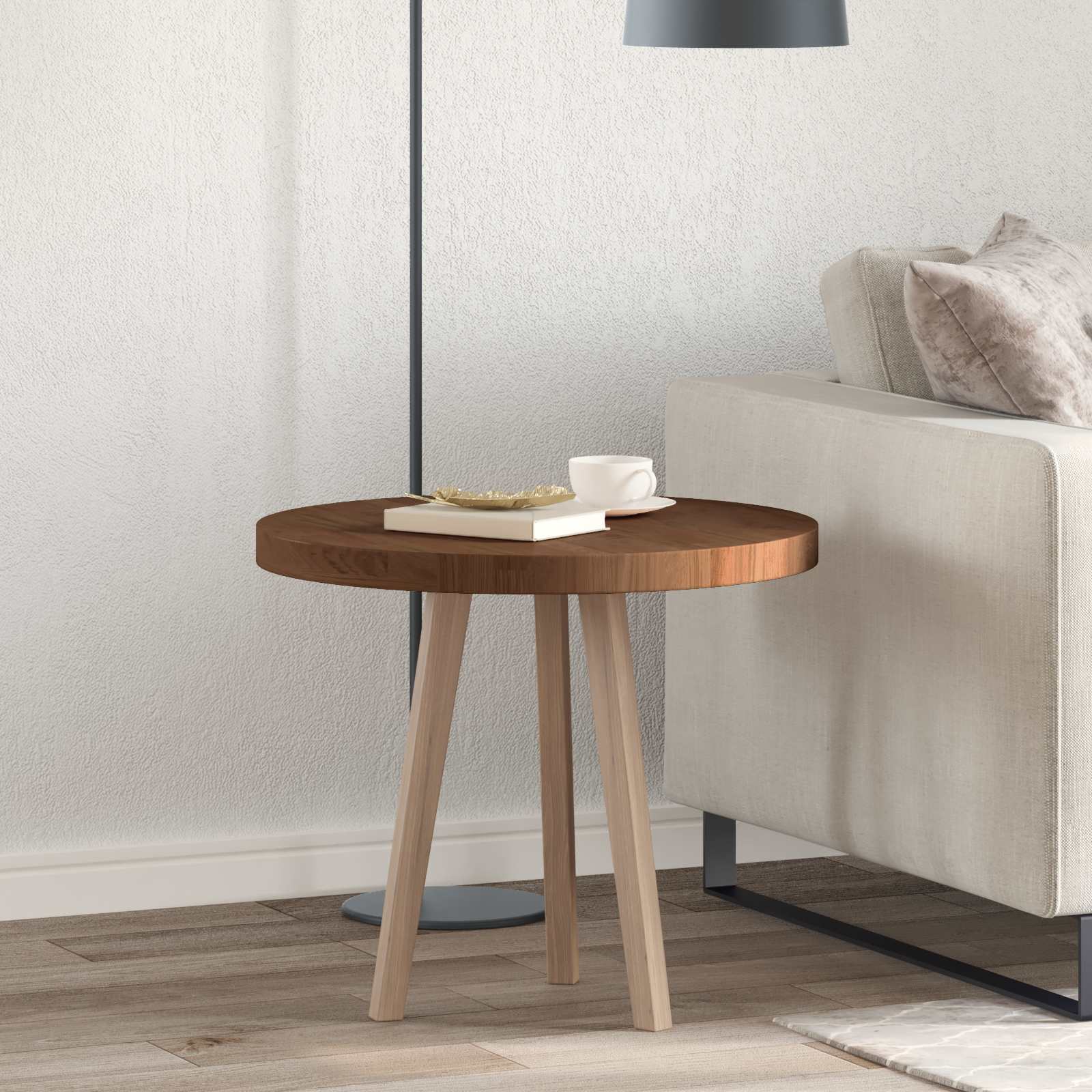 vidaXL Pöytälevy Ø 60 x 4 cm Pyöreä Mäntypuu Tumma ruskea