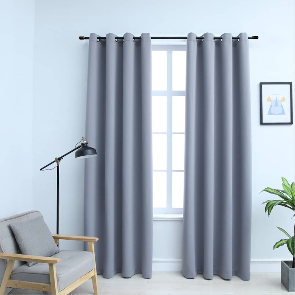 vidaXL Pimennysverhot metallirenkailla harmaa 140x175 cm