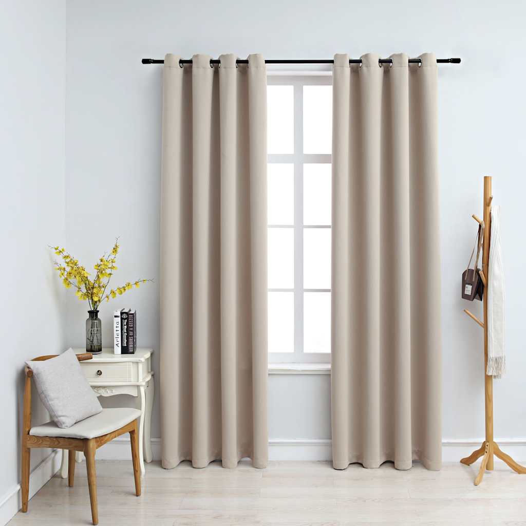 vidaXL Pimennysverhot metallirenkailla beige 140x175 cm