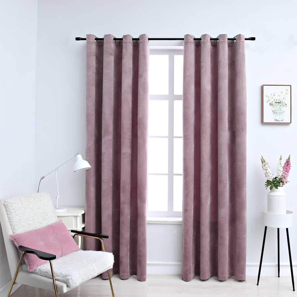 vidaXL Pimennysverhot renkailla sametti pinkki 140x245 cm