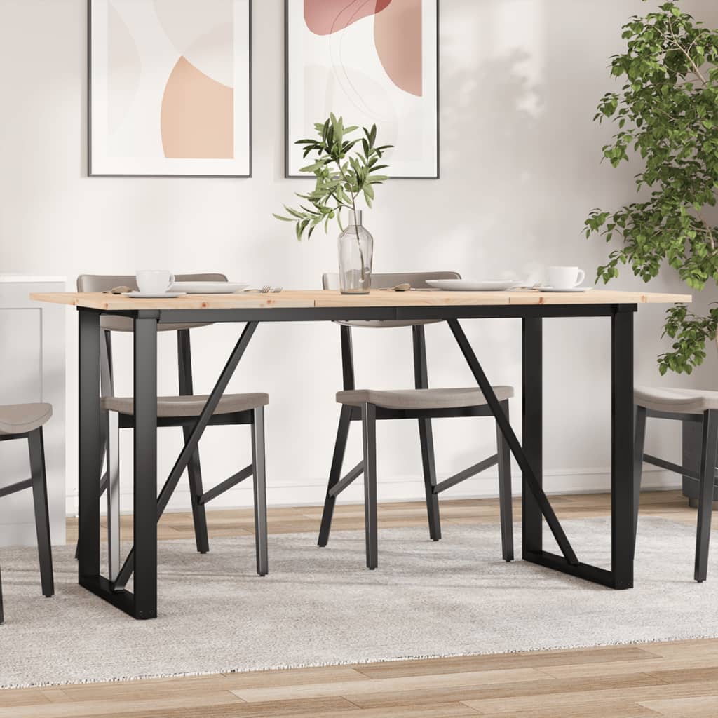 vidaXL Ruokapöytä O-runko 160x80x75 cm täysi mänty ja terästä