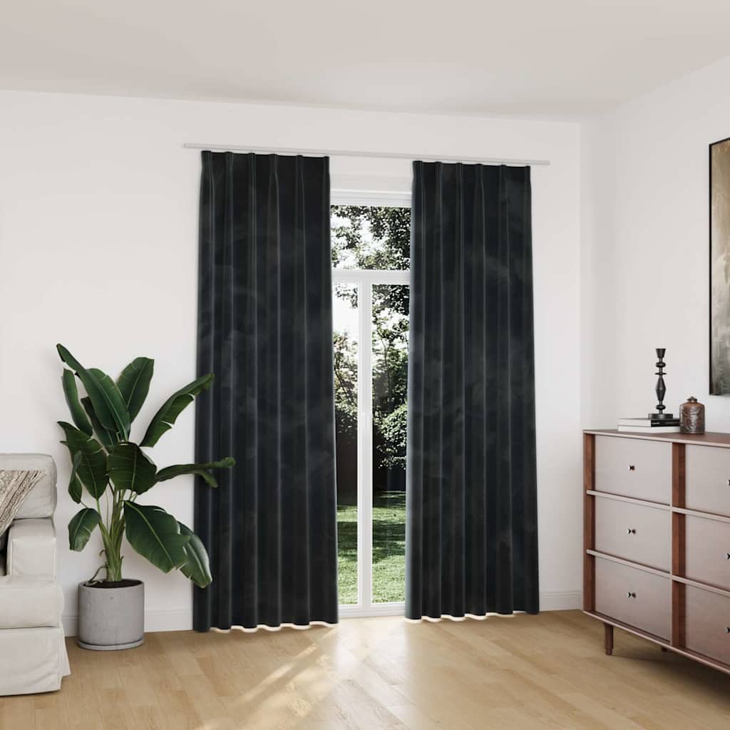 vidaXL Pimennysverhot koukuilla sametti antrasiitti 140x225 cm