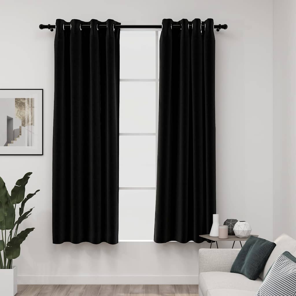 vidaXL Pellavamaiset pimennysverhot antrasiitti 140x175 cm