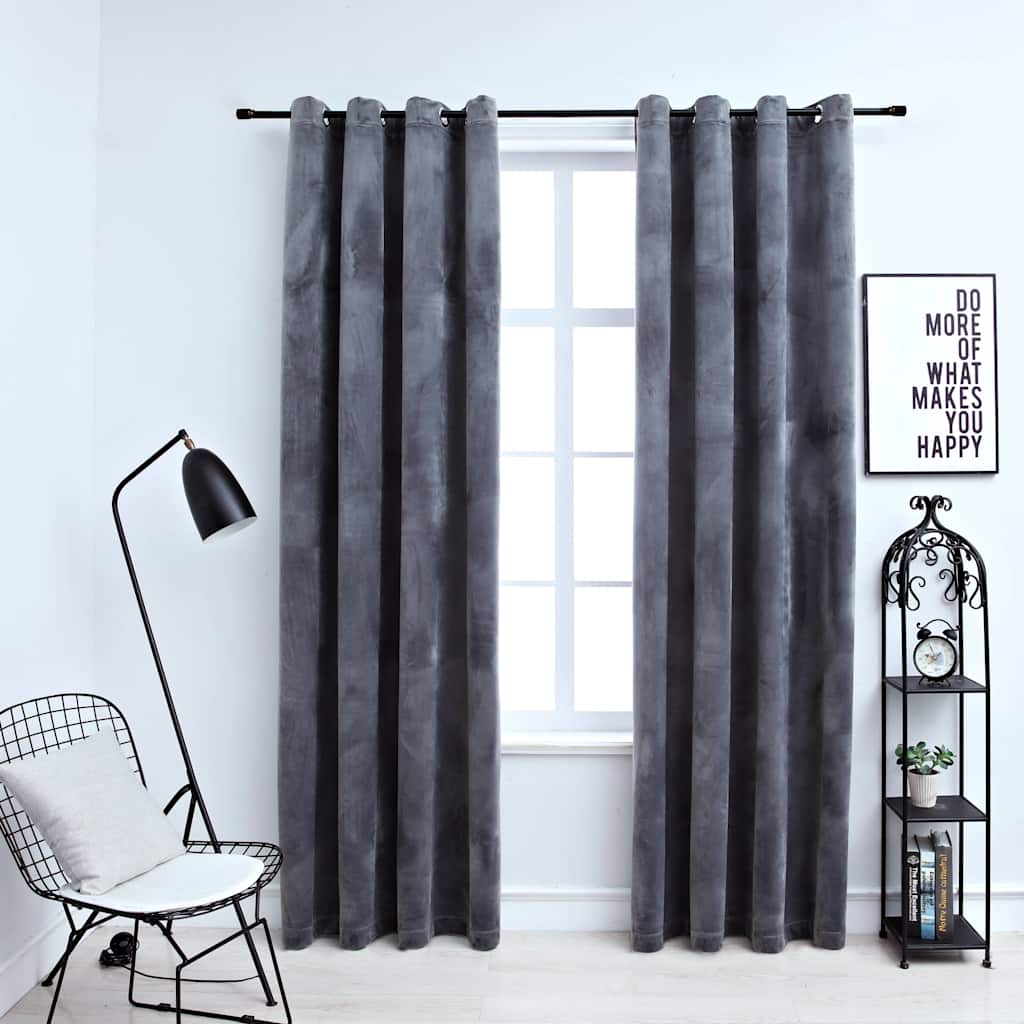 vidaXL Pimennysverhot renkailla sametti antrasiitti 140x245 cm